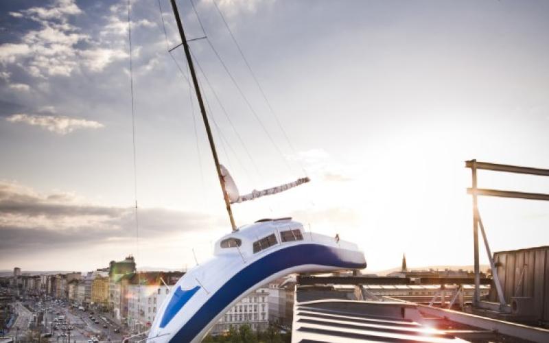 Ansicht des Daches mit dem Schiff des Hotels Daniel Vienna