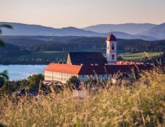 Blick auf das Stift St. Georgen am Längsee in Abendstimmung